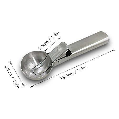 SourceTon - Cuchara para helado (acero inoxidable macizo, 2 paquetes de cuchara de helado de acero inoxidable con encendedor fácil, dosificador para frutas, cuchara de melón de agua)