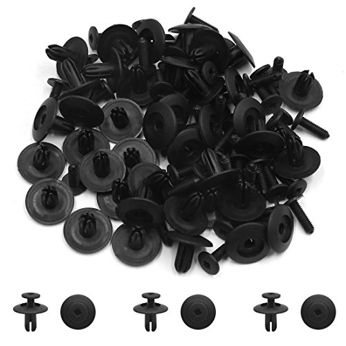 sourcing map 42Pcs Clip Negro 6mm Agujero Grapa de Panel de Puerta Bandeja Maletero Coche Remache Plástico