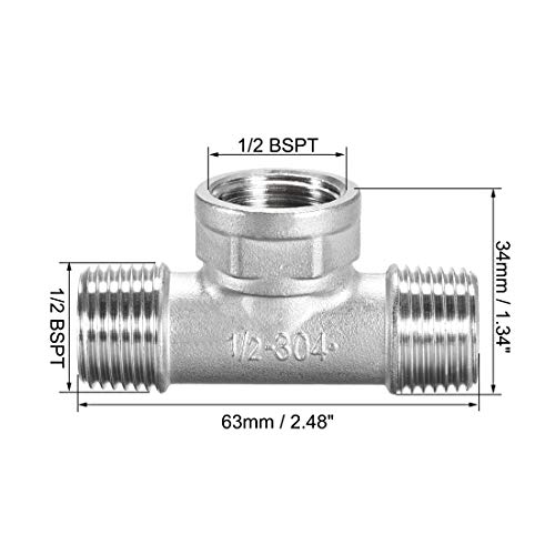 Sourcingmap - Conector de acero inoxidable 304 con forma de T