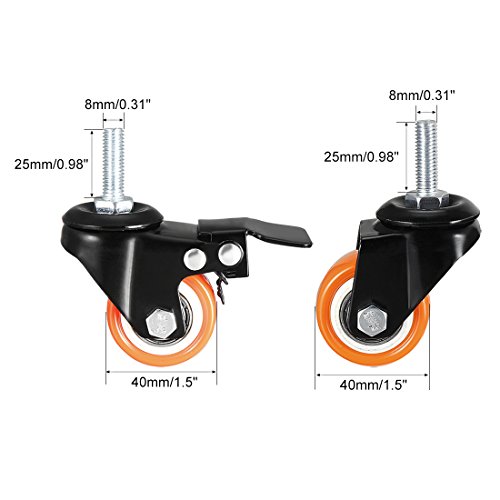 Sourcingmap Ruedas giratorias PU 360 grados vástago roscado rueda naranja