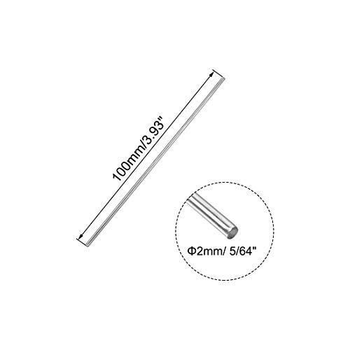 Sourcingmap - Varilla redonda de acero inoxidable 304 para manualidades (5 unidades, 2 mm x 100 mm)