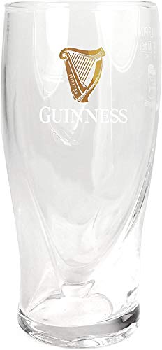 SP Guinness - Juego de 2 vasos de pinta (568 ml, marca CE, diseño de arpa en relieve, 2 unidades, cristal Guinness