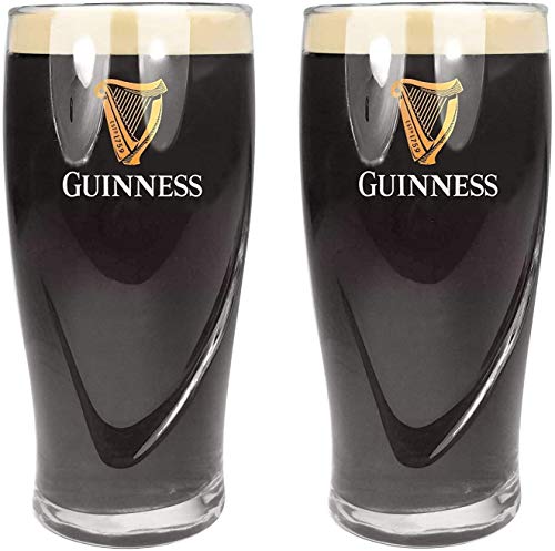 SP Guinness - Juego de 2 vasos de pinta (568 ml, marca CE, diseño de arpa en relieve, 2 unidades, cristal Guinness