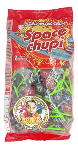 Space Chupi Color - Caramelo pintaleguas con palo sabor frutas - Bolsa de 100 unidades