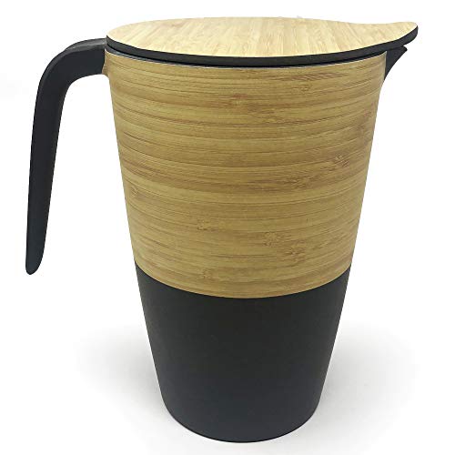 Space Home - Jarra de Agua de Bambú - Jarra con Tapa - Recipiente para Líquidos - Respetuoso con el Medio Ambiente - Biodegradable - Color Café