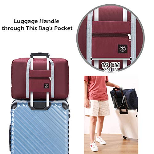 SPAHER Unisex Bolsa de Lona Plegable 32L Ligera Poco voluminoso Noche Holdall Barril Bolsa para Compras Viajes Gimnasio Equipaje acampa de los Deportes