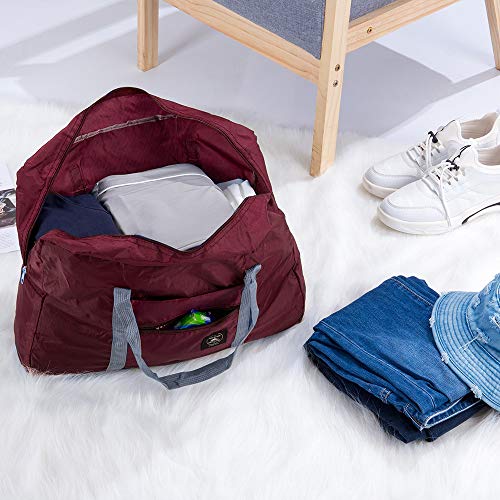 SPAHER Unisex Bolsa de Lona Plegable 32L Ligera Poco voluminoso Noche Holdall Barril Bolsa para Compras Viajes Gimnasio Equipaje acampa de los Deportes