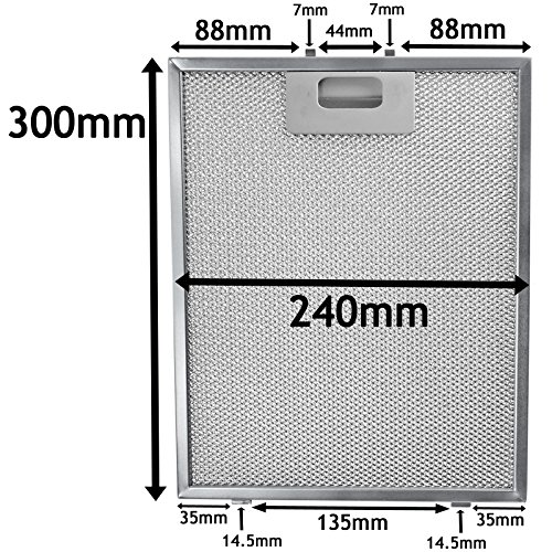 Spares2go de metal Filtro de malla para campana Teka/cocina ventilador de extracción de aire rejilla de ventilación (lote de 2 filtros, Plata, 300 x 240 mm)