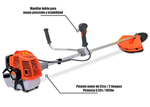 Spark - Desbrozadora De Gasolina 52cc, Multifuncional 3 En 1, 2.21HP/1650W, Arnés Y Casco De Seguridad, 3 Cabezas, Motor De Gasolina De 2 Tiempos