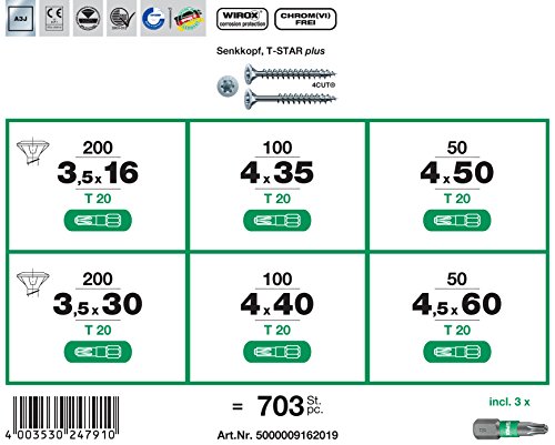 Spax montaje maletín, L-Boxx, WIROX a3j, de cabeza avellanada Star Plus, 5000009162019