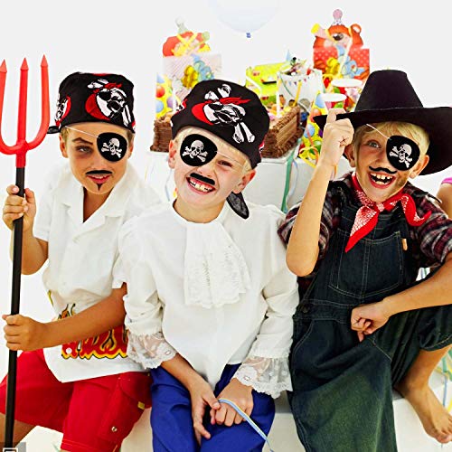 SPECOOL Accesorios de Pirata con Parche en el Ojo Pirata Pirata Espada Pendientes de Gancho de Pirata Conjunto Falso Bigote Pirata capitán Traje Conjunto para niños