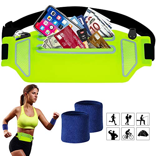 SPECOOL Riñonera Deportiva,Ultrafino Riñonera Cinturón Running Impermeable Ajustables Cinturón con Bandas,Tiras Reflectantes para iPhone Samsung para Fitness Viaje o Deportes al Aire Libre-Amarillo