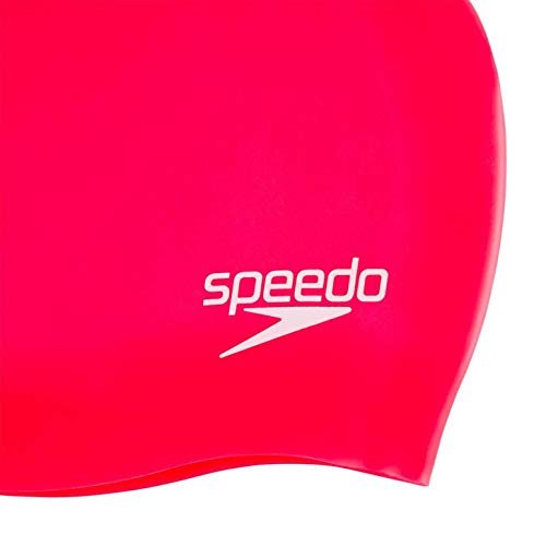 Speedo Gorro de Silicona Moldeada natación, Adultos Unisex, Red/White, One Size