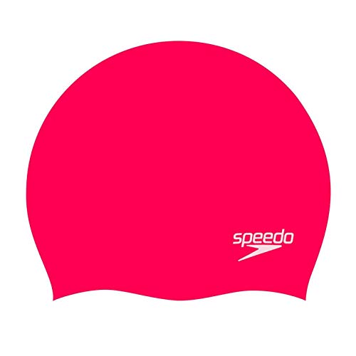 Speedo Gorro de Silicona Moldeada natación, Adultos Unisex, Red/White, One Size