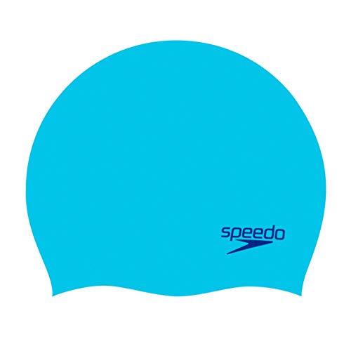 Speedo Gorro Liso Moldeado de Silicona Junior natación, Unisex-Youth, Azul/Azul Claro, Talla única