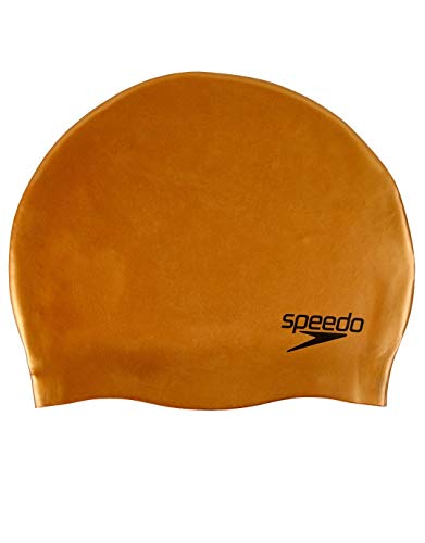 Speedo Gorro Liso Moldeado de Silicona natación, Unisex-Adult, Azul/Cromo, One Size