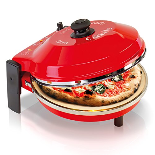 SPICE SPP029-R Horno Pizza Diavola y Caliente con Piedra refractaria 400 Grados. Resistencia Circular Pietra 32 CM Rosso, 18/8 Stainless Steel