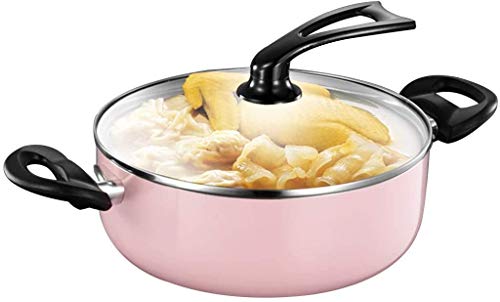 spinning Sopa de cocido Bote de Cultivo primario Tarro de ollas de Vidrio Transparente con el Bote más Grande cazuela tazón Interno de Fideos instantáneos (Color, Rosa Tamaño, 2700ml),rosad.