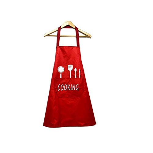 Sprießen 2pcs Unisex Chefs Delantal de Cocina Impermeable con Bolsillos Delantales para Cocinar Restaurante Trabajar Bar BBQ Jardinería Artesanía Hornear (Negro + Rojo)