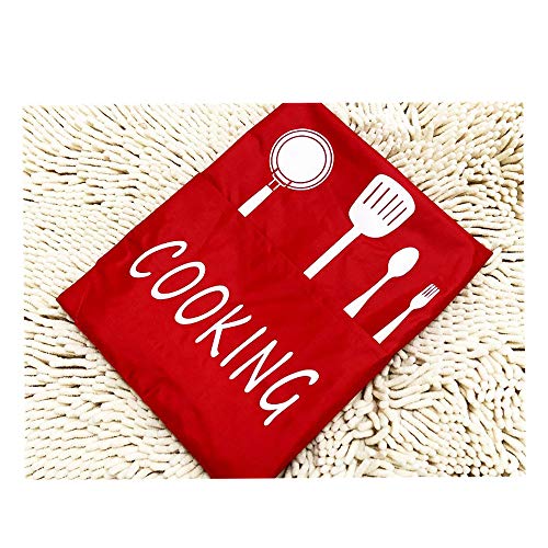 Sprießen 2pcs Unisex Chefs Delantal de Cocina Impermeable con Bolsillos Delantales para Cocinar Restaurante Trabajar Bar BBQ Jardinería Artesanía Hornear (Negro + Rojo)