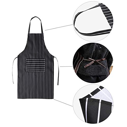 Sprießen Delantal de Cocina de 2 Piezas, Delantal de Barbacoa de Algodón 100%, Delantal Masculino y Femenino Adecuado para Barbacoa, Cocina, Restaurante y cafetería(Blanco y Negro y marrón)