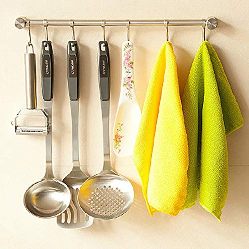 Sprießen Perchero de Cocina, Barra con Colgador de Acero Inoxidable Organizador de Utensilios en Cocina Fácil Montado en Pared 7-Ganchos para Colgar Olla Sartén Cuchillo Cucharón de Cocina