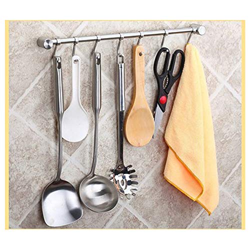 Sprießen Perchero de Cocina, Barra con Colgador de Acero Inoxidable Organizador de Utensilios en Cocina Fácil Montado en Pared 7-Ganchos para Colgar Olla Sartén Cuchillo Cucharón de Cocina