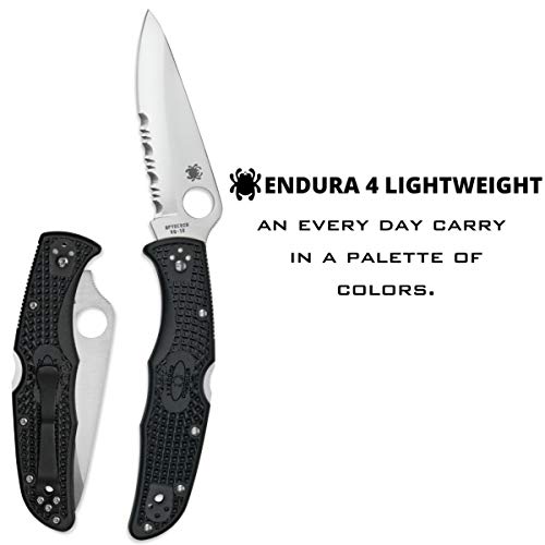 Spyderco Navaja, Taschenmesser Endura 4 Lightweight, Schwarz, C10PSBK, Negro