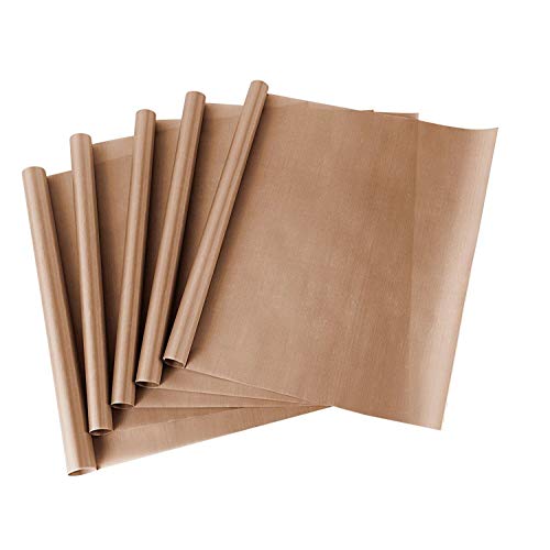 ss shovan Papel de Horno, Reutilizable Paquete de 5 Hojas de Teflon de PTFE para prensas de Calor Hoja de Papel de 40*50 cmResistente al Calor