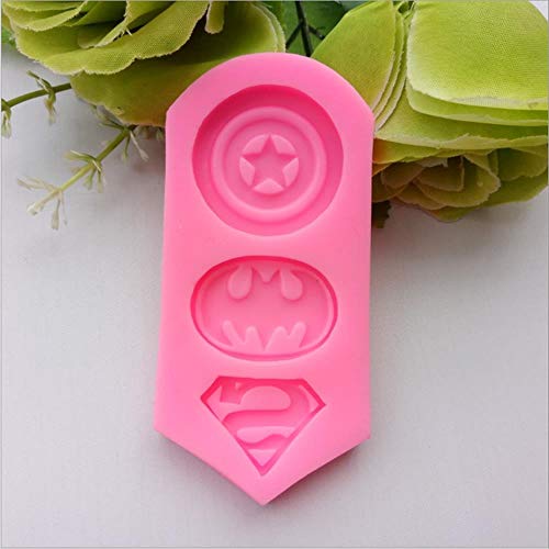 SSHELL 3D Capitán América Escudo Batman Superman Forma de Silicona del Molde for Tarta, Fondant y Galleta moldes Herramientas de Manualidades for Cocina for Hornear (Color : Pink)