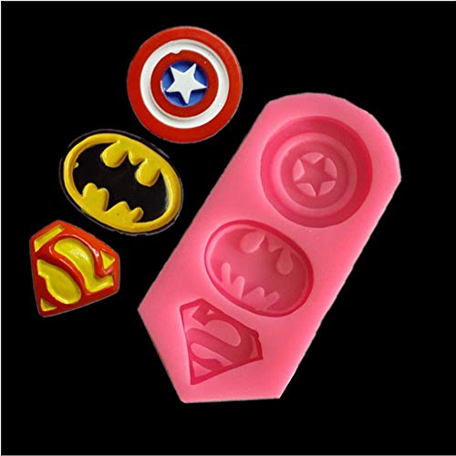 SSHELL 3D Capitán América Escudo Batman Superman Forma de Silicona del Molde for Tarta, Fondant y Galleta moldes Herramientas de Manualidades for Cocina for Hornear (Color : Pink)