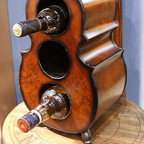 SSXD Botelleros Venta al por Mayor 3 Botellas de Madera Vertical Titular de Vino Rack Bar hogar Creativo violín Guitarra Vino Estante gabinete Estante Europeo Retro 60 cm Apilable