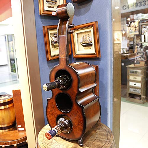 SSXD Botelleros Venta al por Mayor 3 Botellas de Madera Vertical Titular de Vino Rack Bar hogar Creativo violín Guitarra Vino Estante gabinete Estante Europeo Retro 60 cm Apilable