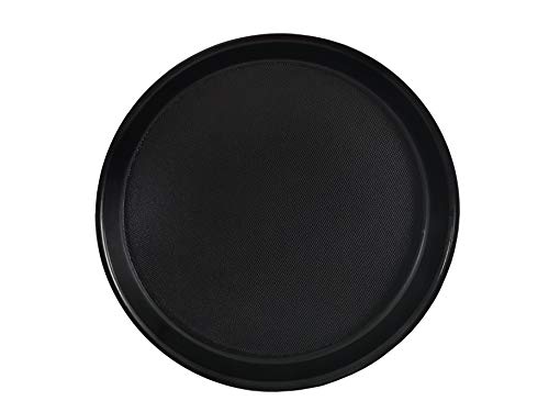 Staab's Bandeja redonda con borde alto y superficie antideslizante, bandeja para camarero, bandeja para servir, soporte para vasos de cerveza, bandeja para vasos, color negro