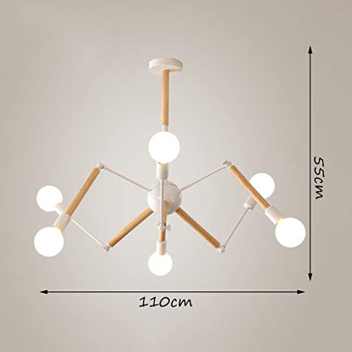 STAGE LIGHTING Araña Estilo Americano Hierro Forjado Sala de Estar Cristal Lámpara Colgante Molecular Simple Moderno Restaurante Cocina Dormitorio Lámpara [Clase de energía A++] (Tamaño : 6 Heads)