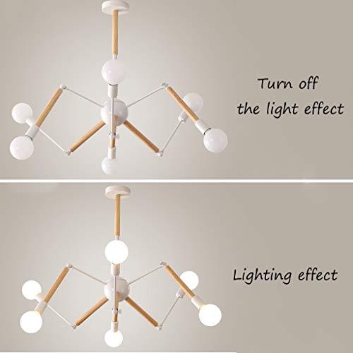 STAGE LIGHTING Araña Estilo Americano Hierro Forjado Sala de Estar Cristal Lámpara Colgante Molecular Simple Moderno Restaurante Cocina Dormitorio Lámpara [Clase de energía A++] (Tamaño : 6 Heads)