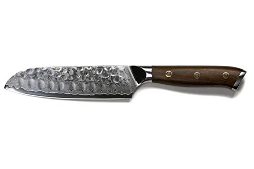 Stallion Cuchillo de Damasco Ironwood - Cuchillo Santoku 12,5 cm de Acero damasceno en una Elegante Caja de Regalo