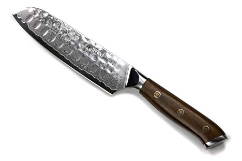 Stallion Cuchillo de Damasco Ironwood - Cuchillo Santoku 12,5 cm de Acero damasceno en una Elegante Caja de Regalo