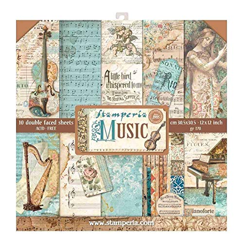 STAMPERIA INTERNATIONAL, KFT SBBL48 Pad DE Papel 12X12 10PK Music, Multicolor, Talla única