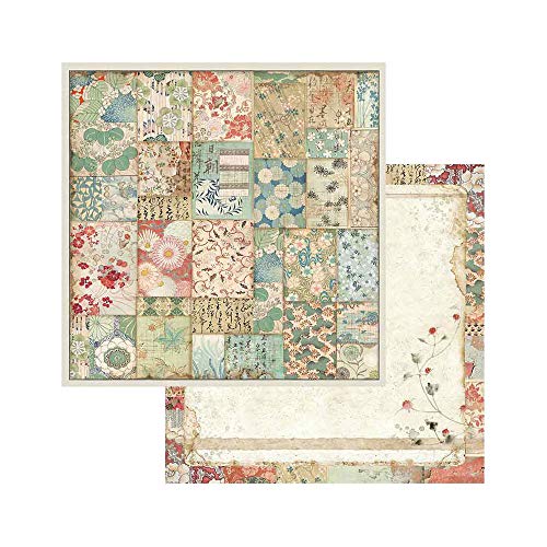 STAMPERIA Oriental Garden-Bloc de Papel (10 Hojas, 20,3 x 20,3 x 8 Pulgadas, Doble Cara), multicolor, 20.3 x 20.3 (8" x 8")