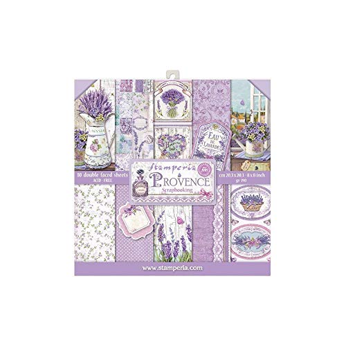 STAMPERIA SBBS10 Provence - Bloc de papel (10 hojas, 20,3 x 20,3 cm, doble cara), varios colores