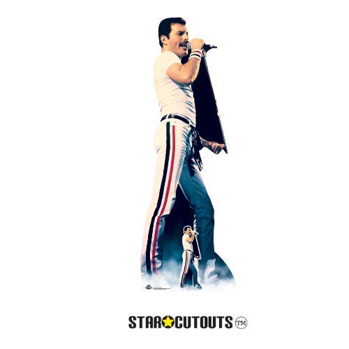 Star Cutouts CS700 Figura de cartón de tamaño real de Freddie Mercury 1982 color con soporte de escritorio gratuito Standee perfecto para fans, fiestas, coleccionistas y eventos, multicolor