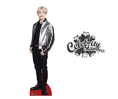 Star Cutouts Ltd-CS751 BTS Lifesize cartón con Recorte de Escritorio Gratuito de Park Ji-min (Jimin) Chaqueta de Plata Standee Bangtan Boys, Multicolor (CS751)