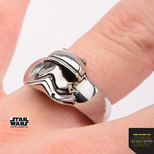 Star Wars: Hombres de 3d con diseño de casco de Stormtrooper anillo de moda 316 Acero inoxidable, papelera 48