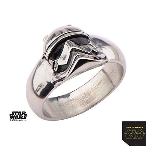 Star Wars: Hombres de 3d con diseño de casco de Stormtrooper anillo de moda 316 Acero inoxidable, papelera 48