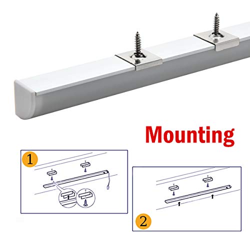 StarlandLed Perfil de Aluminio, 6x100cm Perfil de Aluminio LED para Luces de Tira del LED con Cubierta Blanca Lechosa, Los Casquillos de Extremo y los Clips de Montaje del Metal-Plata …