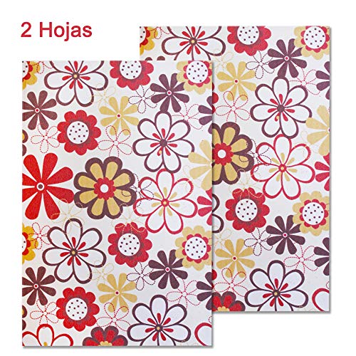 Starplast, Papel Goma Eva Decorado, 2 Hojas, 20 cm x 30 cm, A4, para Decorar, Diseñar y Manualidades, Estampado flores