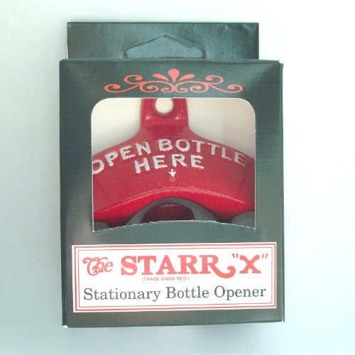 STARR-X - Abrebotellas de pared con el texto «Open bottle here», el STARR-X en color rojo, EE. UU.
