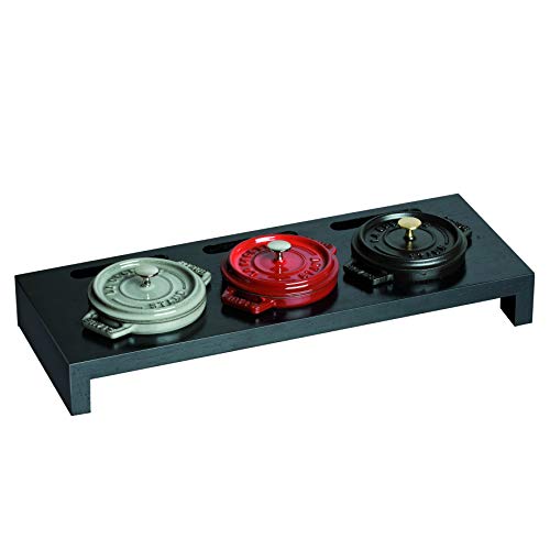 STAUB 1190700 Soporte minicocottes Redondas, Madera, Negro, 3 cocottes