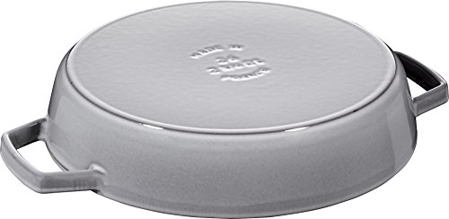 STAUB 40511 – 726 – Hierro Fundido sartén con Dos Asas, Color Gris, 26 cm